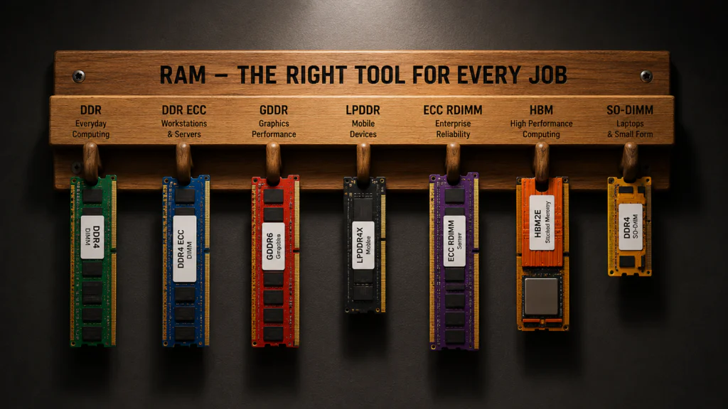 Every PC RAM Type Explained: From DDR1 to Modern DDR5, VRAM, LPDDR, ECC & HBM 3 PC RAM Type